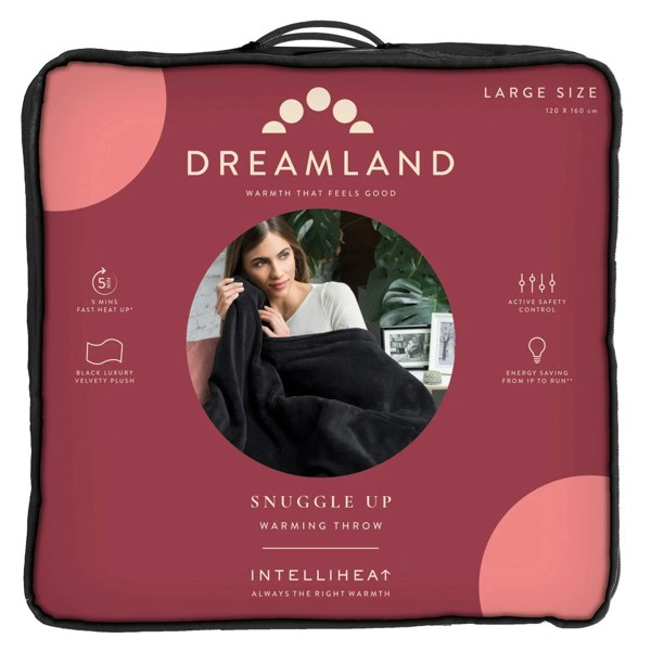 Dreamland Snuggle Up Heated Throw Electric Blanket - Black - 120cm x 160cm