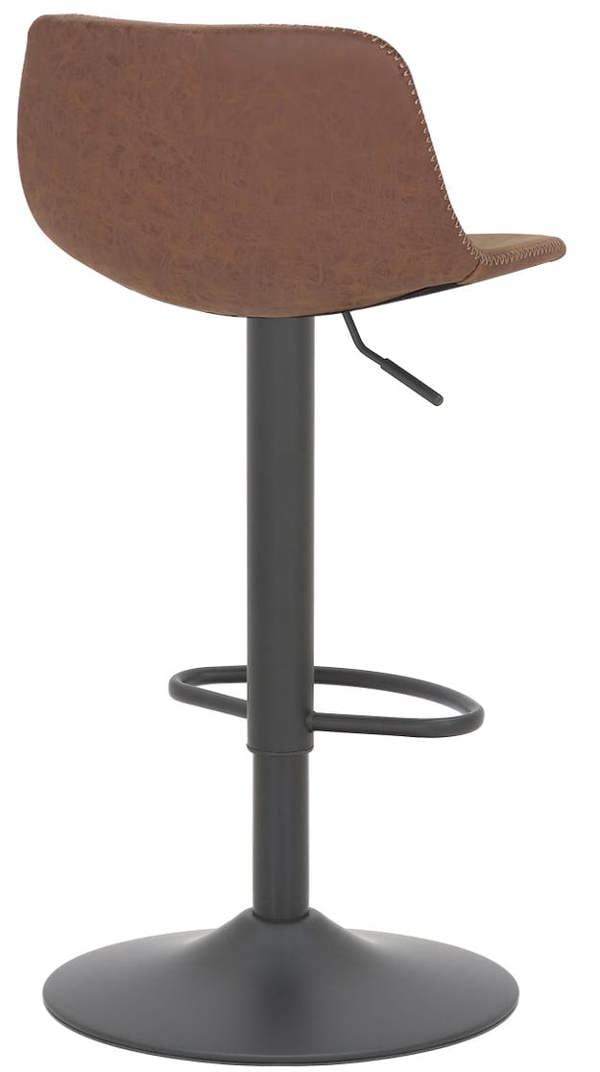 Lamboro Antico Faux Leather Kitchen Bar Stool, Matt Black Stem & Base, Adjustable Gas Lift With Backrest, Breakfast Bar Stool - Brown