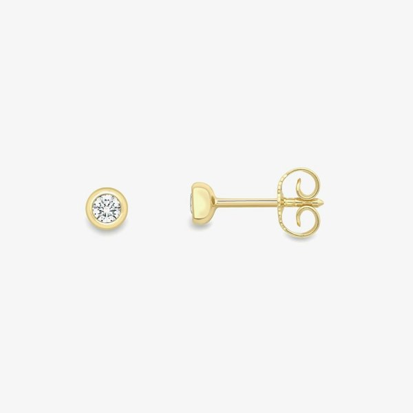 T. H. Baker 18t Yellow Gold Diamond Round Stud Earrings 13225147256