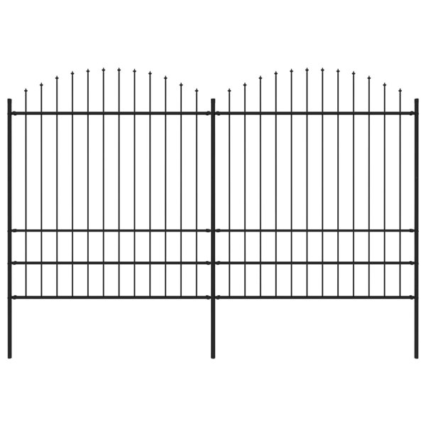 Berkfield Garden Fence with Spear Top Steel (1.75-2)x3.4 m Black