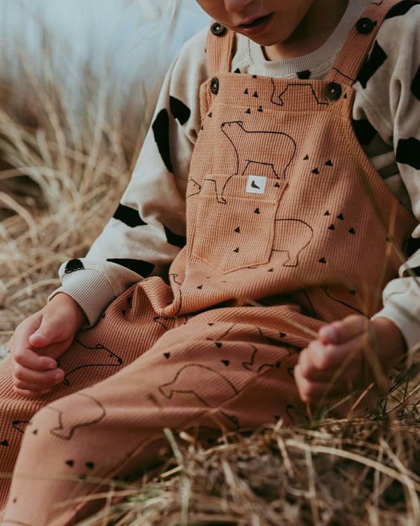 Orange Sketch Bear Print Dungarees - image 5