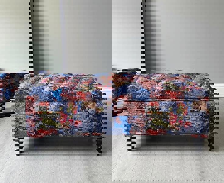 Multicolour damask ottoman bench used in modern UK living room - ISTOOLS