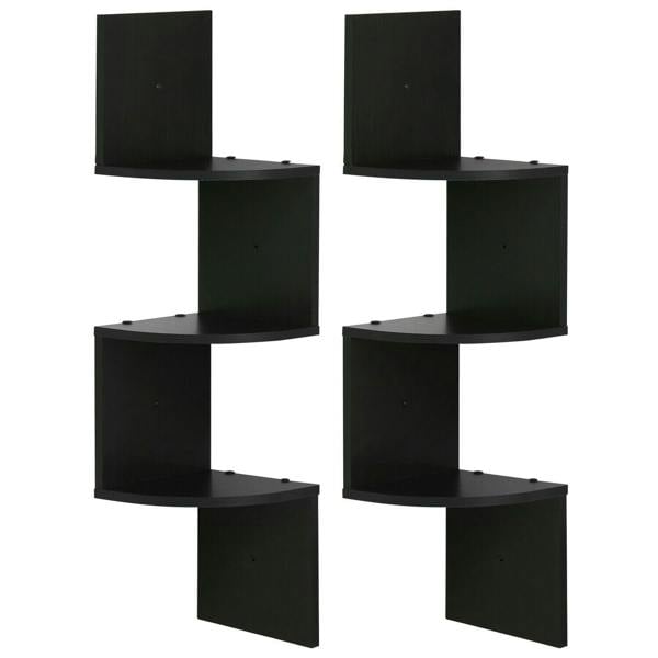 WALPLUS 3 Tier Wall Mount Floating Corner Radial Shelf, Set of 2, Espresso perfect for organized storage and display