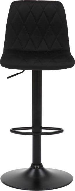 Lamboro Verona Velvet Kitchen Bar Stools, Matt Black Stem & Base, Height Adjustable Gas Lift With Backrest, Breakfast Bar Stool - Black