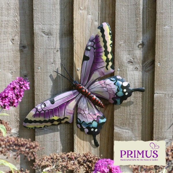 EDH Door Hardware Medium Metal Pink Butterfly Wall Art
