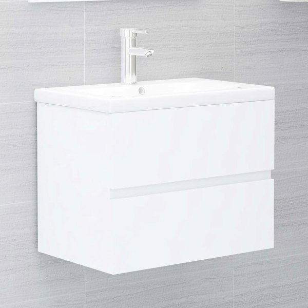 Berkfield Sink Cabinet with Built-in Basin White Engineered Wood