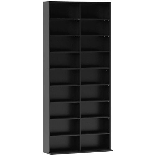 Wyld Haus Sezi Wood Black Tall Media Storage Tower With 640 Disc Capacity
