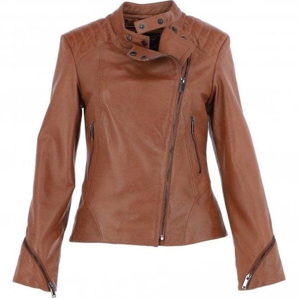 Ashwood Veg Tanned Biker Jacket With Double Button Mandarin Collar: AWL-101
