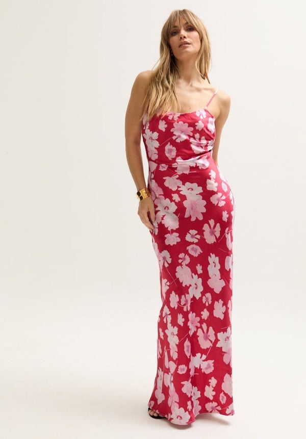 Roxy Spaghetti Strap Savannah Print Maxi Dress In Red