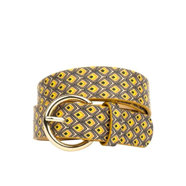 Embassy London Emma - Black & Yellow - Women's Italian leather belt