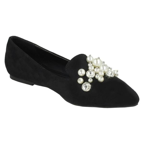 Spot On Ladies Spot On Flat Slipper Cut Ballerinas