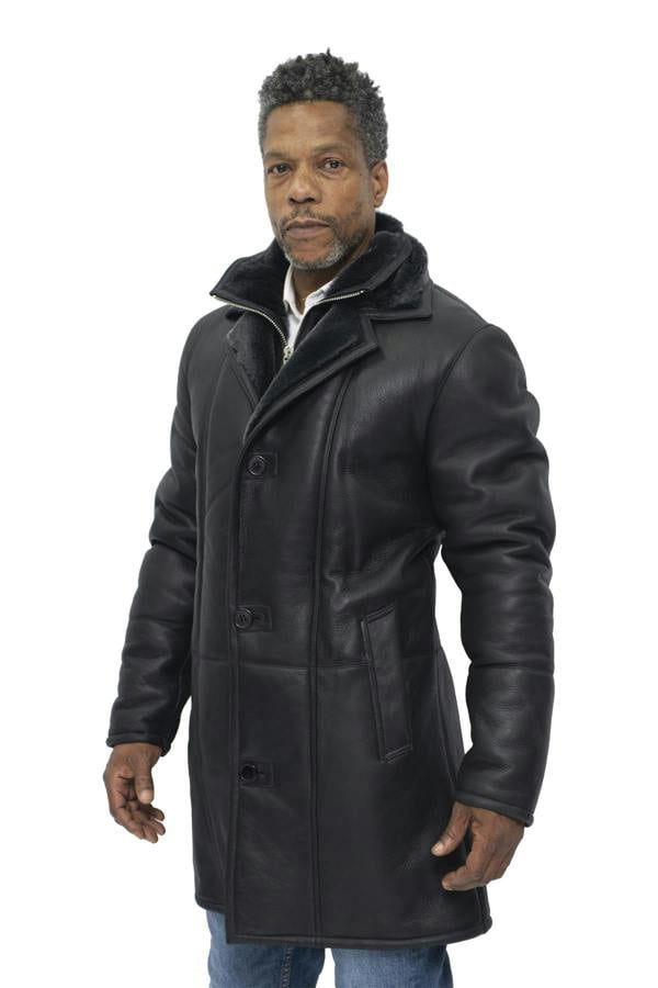 Infinity Leather Mens Warm Shearling Sheepskin Leather Coat-Ilford
