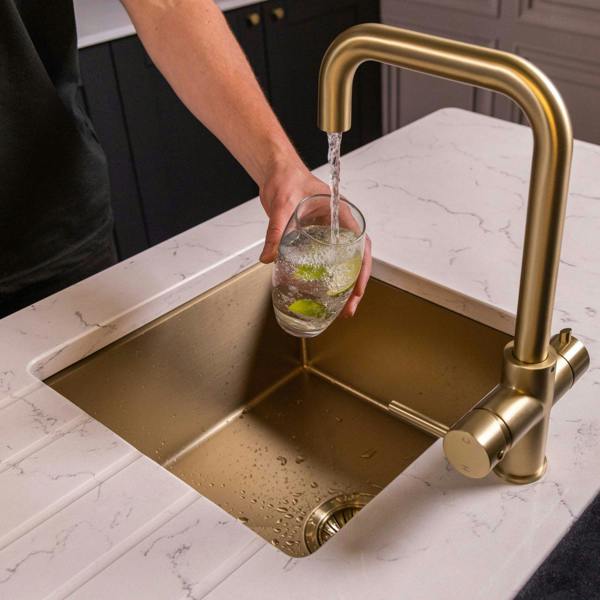 Flode Kyld 4 in 1 Instant Boiling & Cold Water Tap with Filtered Chilled Water | Brushed Brass Finish