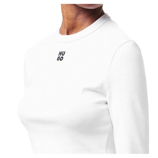 Hugo Womens/Ladies Dafilomena Slim Crop Top - White - 