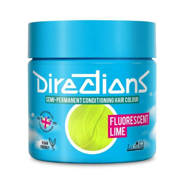 Directions 2 x La Riche Directions Semi-Permanent Hair Color 100ml Tubs - Fluorescent Lime