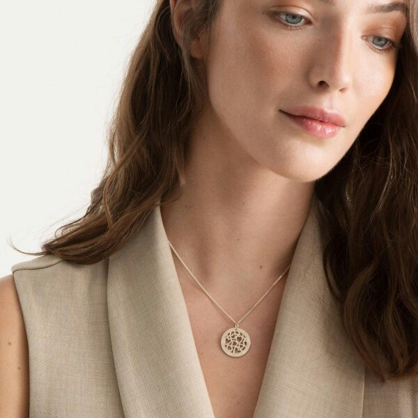 Christopher James of London 9ct Yellow Gold Hearts in Personalised Disc Pendant with Optional Necklace Chain