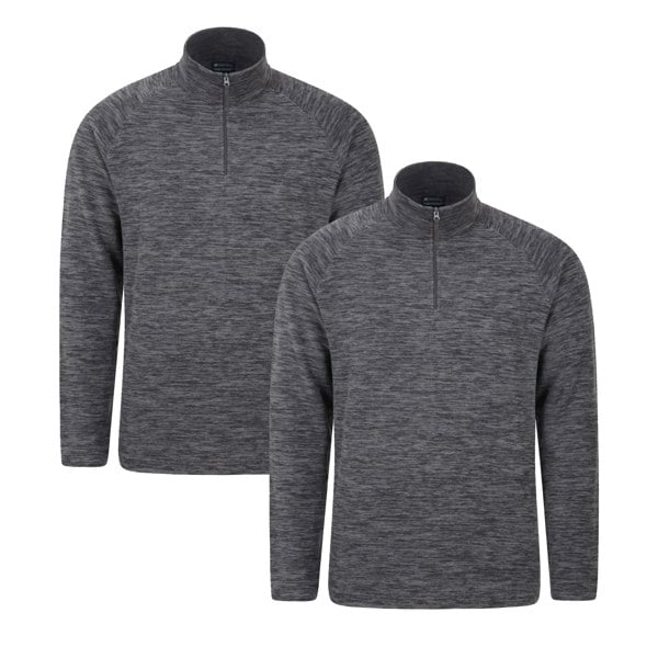 Mountain Warehouse Mens Snowdon Melange Fleece Top (Pack Of 2) - Black