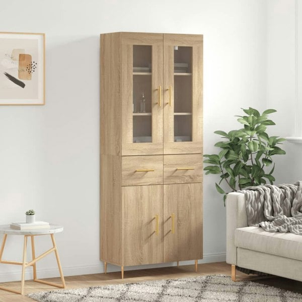 Berkfield Highboard Sonoma Oak 69.5x34x180 cm Engineered Wood