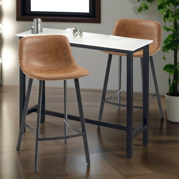 Rafaelo Mobilia Set of 2 Industrial Brown Bar Stools