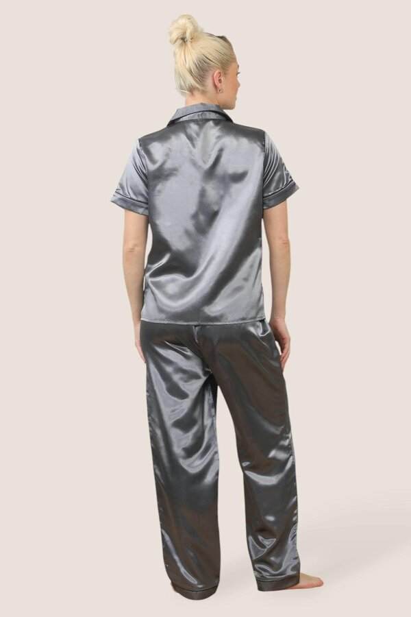 Luxe Satin Short Sleeve PJ Set – GREY
