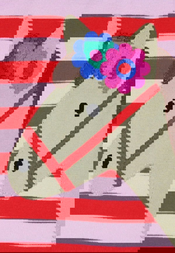 Organic Pink Horse Applique Long Sleeved T-Shirt - Toby Tiger