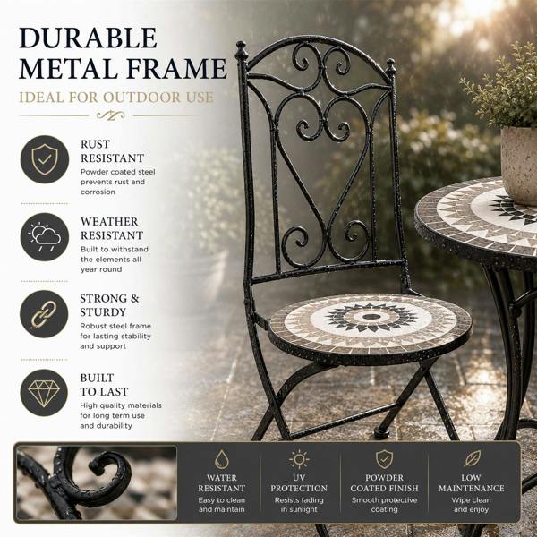60cm Medina Mosaic Bistro Set image 4
