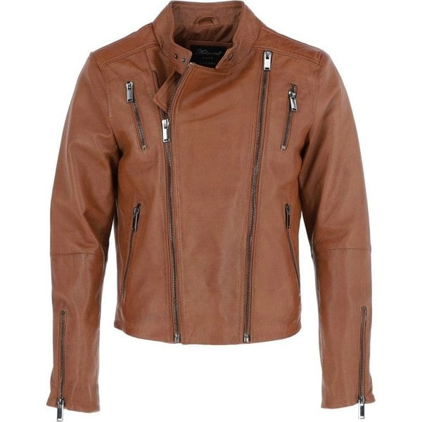 'Rocco' Mens Leather Dual Cross Zip Stylish Biker Jacket: AWL-103