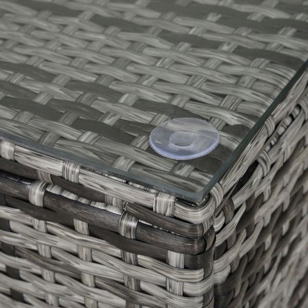 Wyld Haus Lolifi Grey Rattan Outdoor Coffee Table With Glass Top