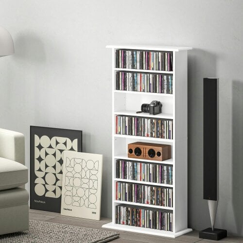 Wyld Haus Talasa Wood White CD Storage Unit With 360 Disc Capacity
