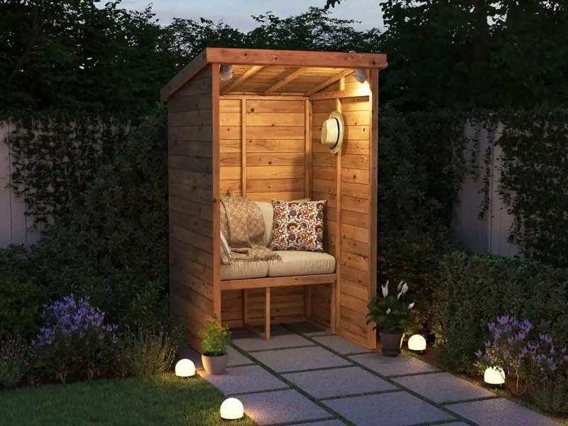 Dunster House Garden Arbour With Pent Roof, W1.2m x D1.2m / W4' x D4' , Pressure Treated, Apocallipo