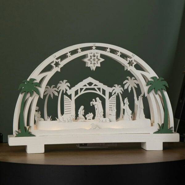 Samuel Alexander 20cm Battery Operated Warm White LED Wooden Arch Nativity Scene Christmas Decoration
