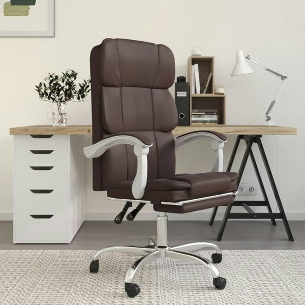 Berkfield Reclining Office Chair Brown Faux Leather