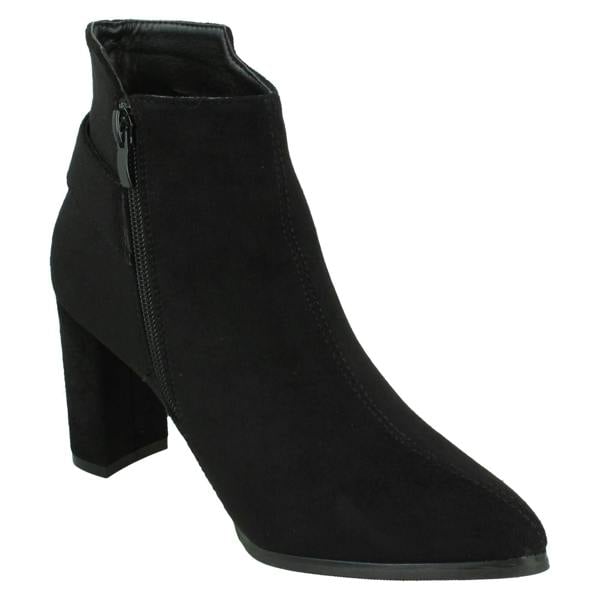 Spot On Ladies High Heel Ankle Boots with Inside Zip and Side Buckle F51205