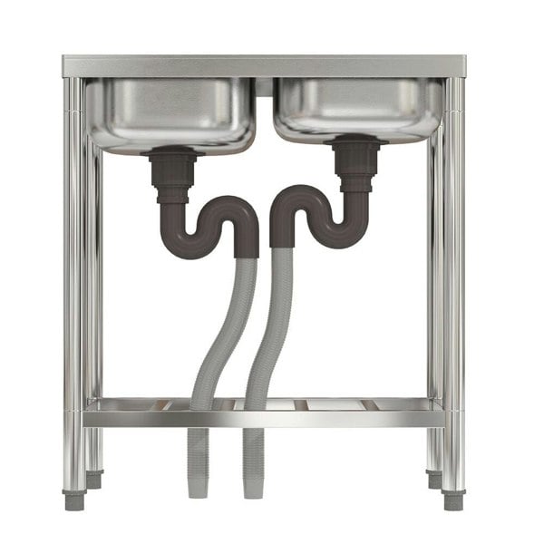 Two Compartment Stainless Steel Sink with Shelf Kitchen Sinks Living and Home