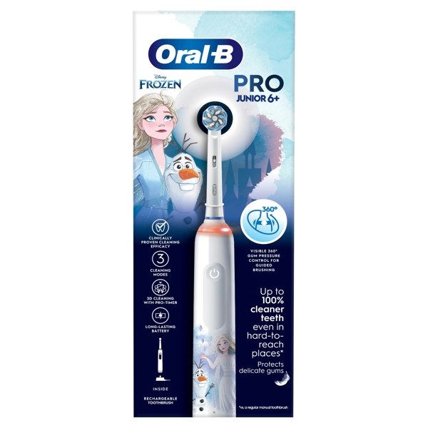 Oral-B Pro Junior Frozen Electric Toothbrush, For Ages 6+ - White