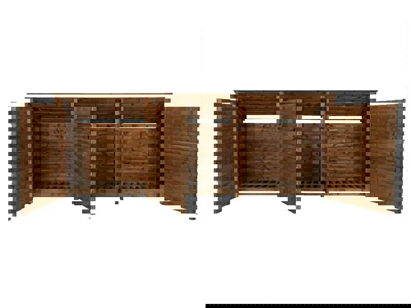 Arbor Garden Solutions Wooden Log Store (Roof Sloping Back) with Doors W-335cm, H-126cm or 180cm, D-88cm - Brown Finish