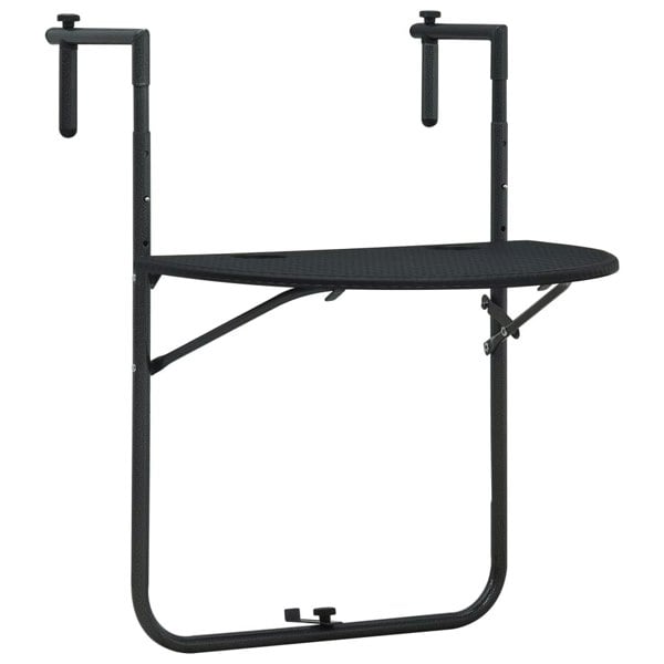 Berkfield Hanging Balcony Table Black 60x64x83.5 cm Plastic Rattan Look