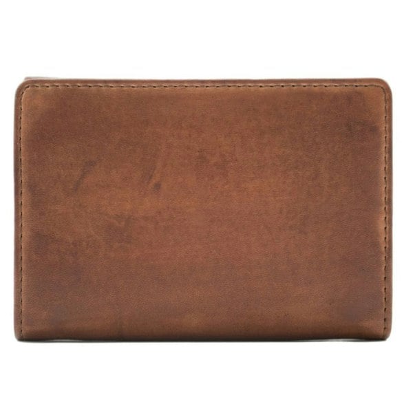 Mala Leather Wild Bloom Classic Floral Tan Leather Tri-Fold Purse