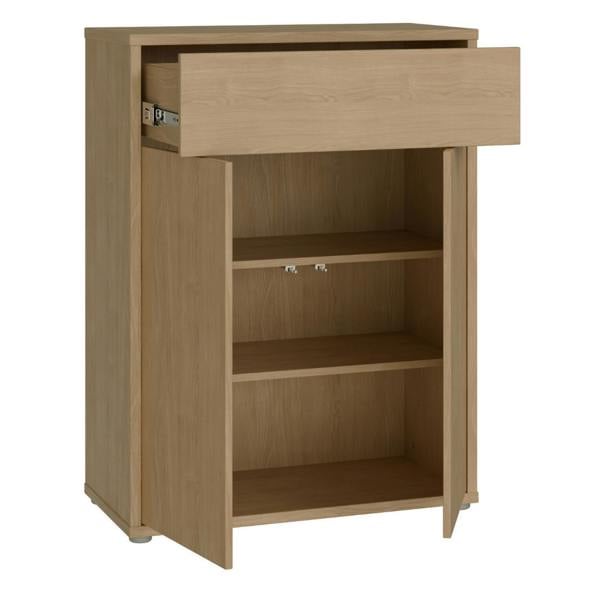 Furniture To Go Alice Springs Shoe Cabinet with 2 Doors Push-to-Open & 1 Drawer Push-to-Open in Elegancia Oak