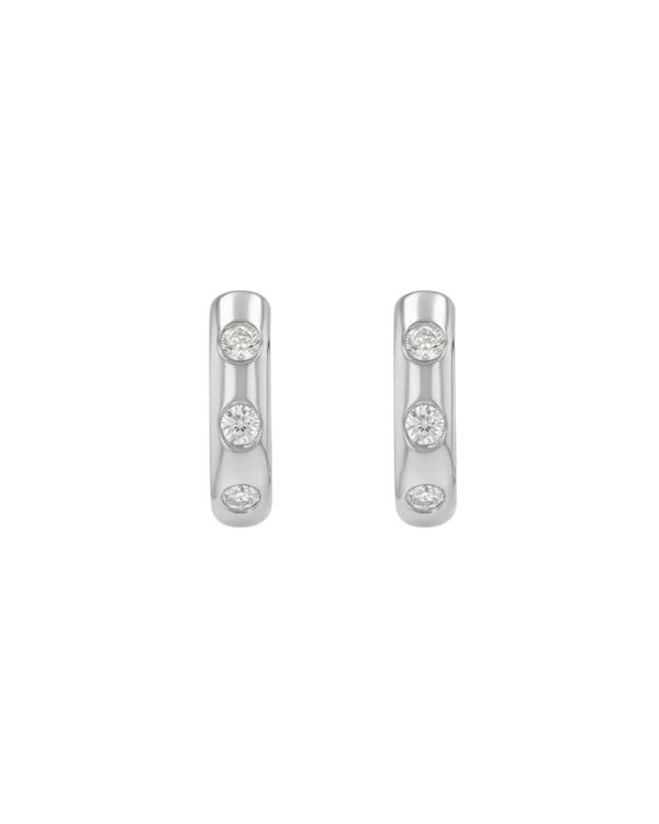 BLOOMTINE Mini Halo Wings™ Sterling Silver Moissanite Huggies | Ethereal Rhodium Hoop Earrings