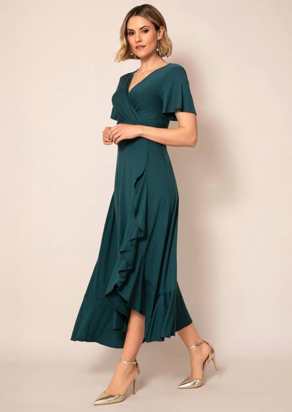 Alie Street London Waterfall Dress Petite (Pine Green)