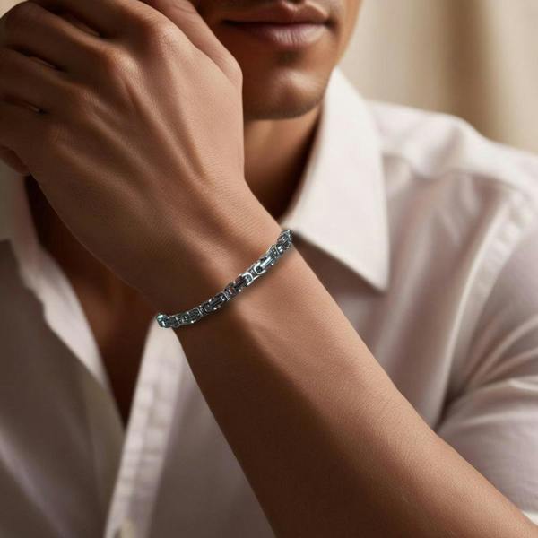 Aye Do Gifts Men's Aztec Chain Silver Bracelet
