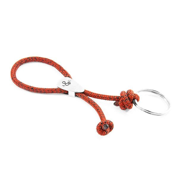 Anchor & Crew Red Noir Pembroke Everyday Carry Silver and Rope Keyring
