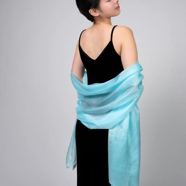 Ice Blue Silk Scarf – Hand-Dyed Mulberry Silk, Bridesmaid & Evening Wrap