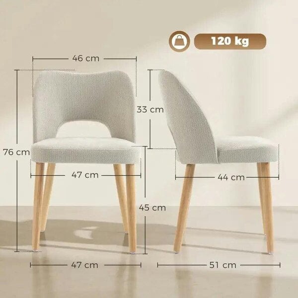 Bobobiy Dining Chairs Set Upholstered Kitchen Chenille Tool Free Assembly Rubberwood Legs, Beige