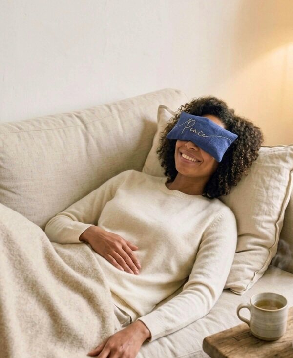 Peace Embroidered Linen and Lavender Eye Pillow