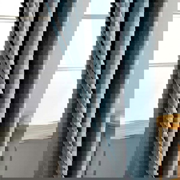 Dusty Blue Velvet Blackout Eyelet Curtains - 46x54 Inch Drop - 2 Panel Image 3