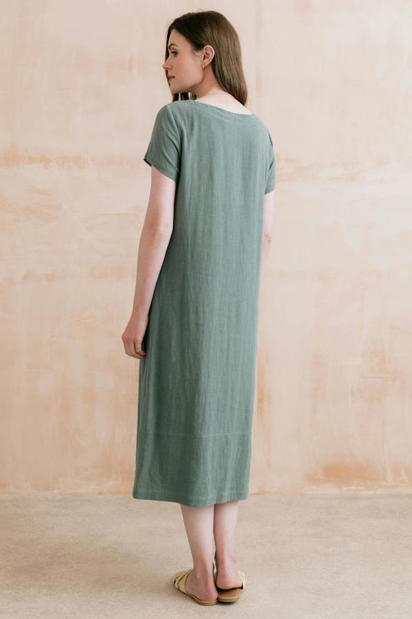 Lily & Me Summer Breeze Linen Blend Dress Laurel Green