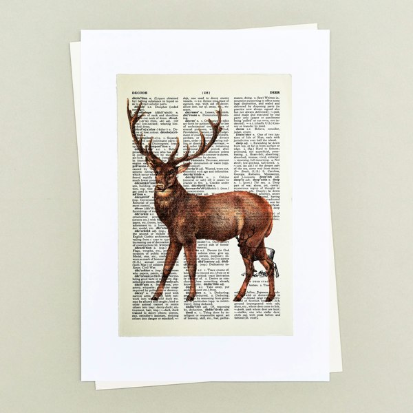 Hands & Hearts Majestic stag vintage book page art print