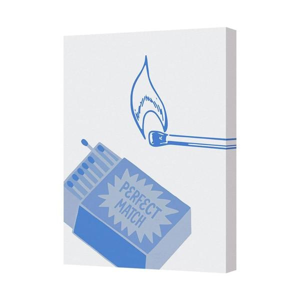 Benjamin Tate Design Perfect Match Canvas Art Print Contemporary Blue Matchbox Wall Decor